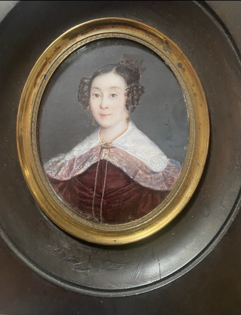 Signed Miniature Portrait By Valentin-louis Doutreleau, 1834, 19th Century