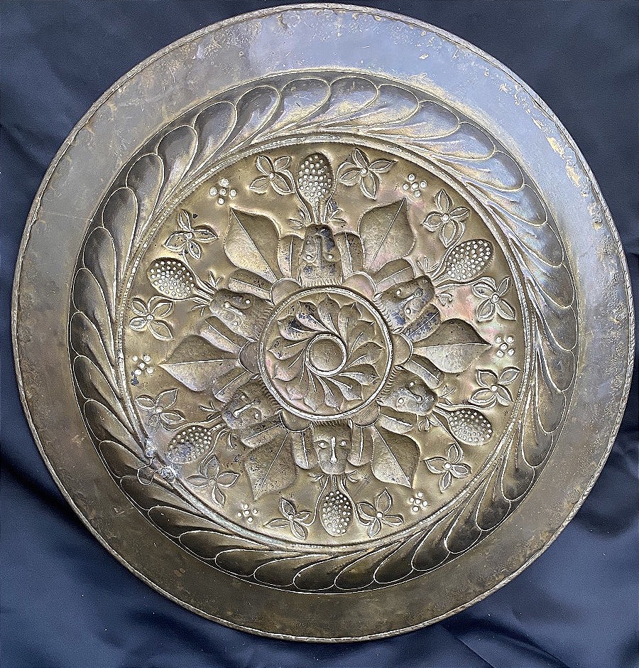 Grand plat d’offrande lions aux grenades Nuremberg XVIe-photo-2
