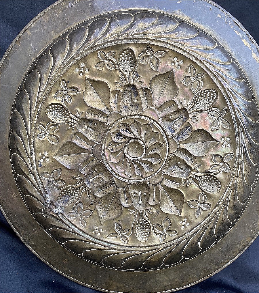 Grand plat d’offrande lions aux grenades Nuremberg XVIe-photo-3