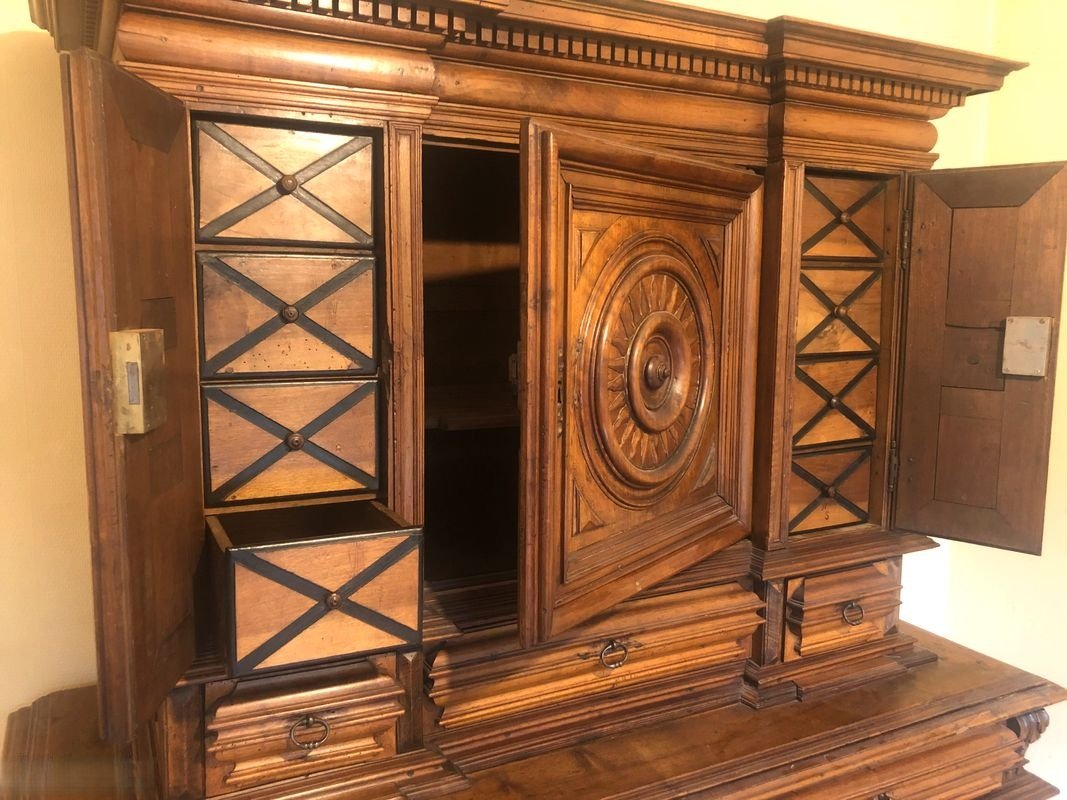 Two-section Recessed Sideboard. Rare Apothecary Cabinet From The Late 16th To Early 17th Century-photo-3