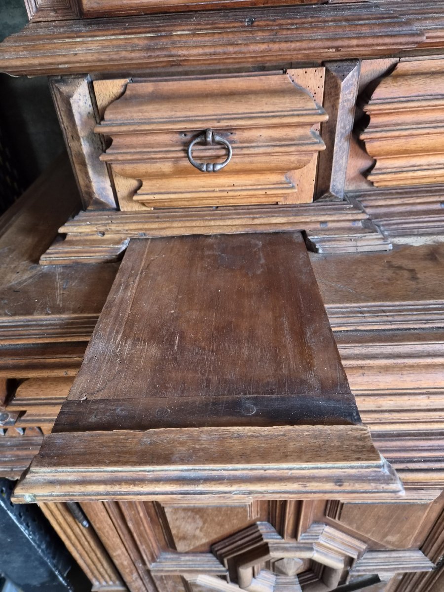 Two-section Recessed Sideboard. Rare Apothecary Cabinet From The Late 16th To Early 17th Century-photo-4