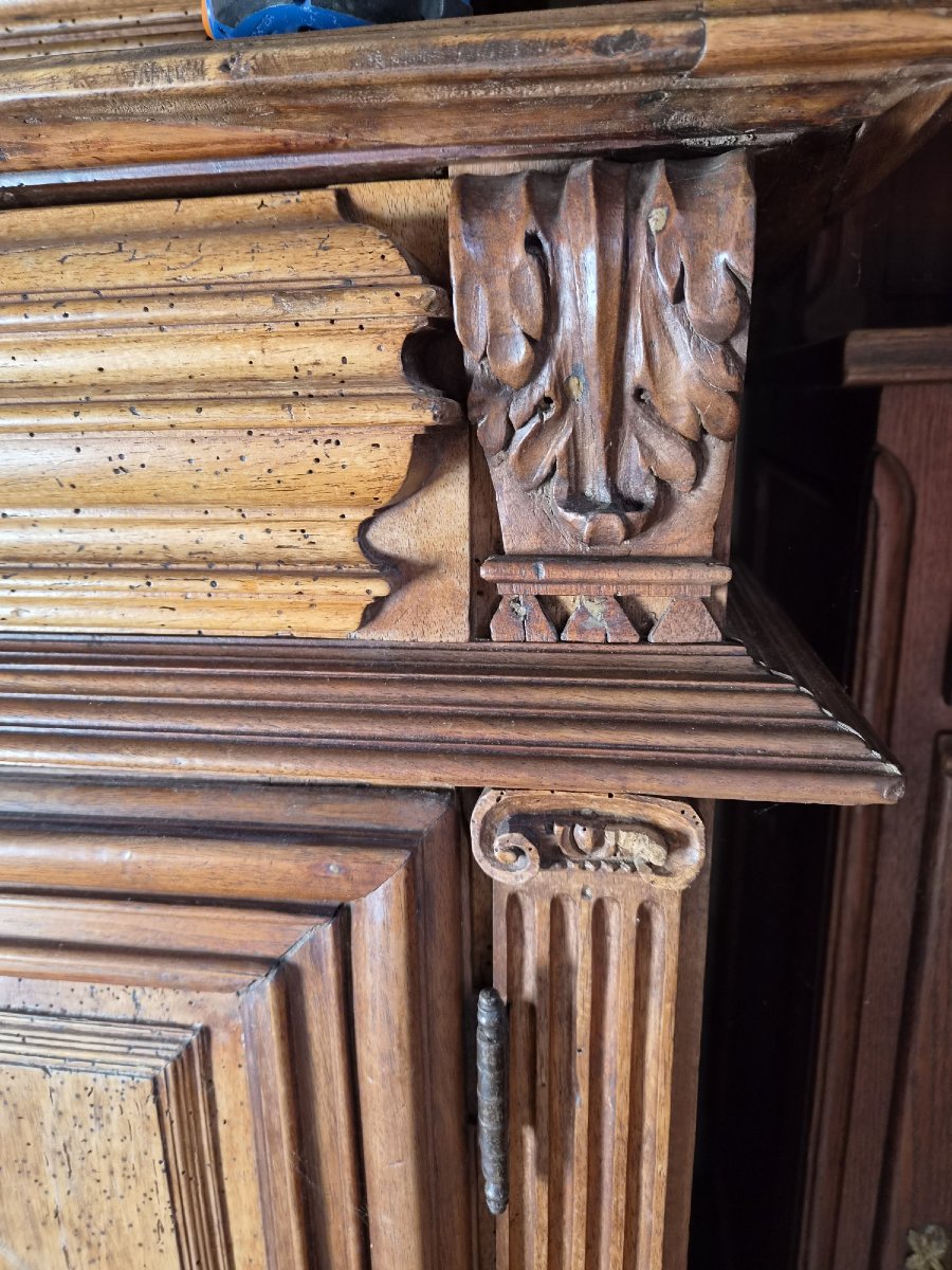 Two-section Recessed Sideboard. Rare Apothecary Cabinet From The Late 16th To Early 17th Century-photo-1