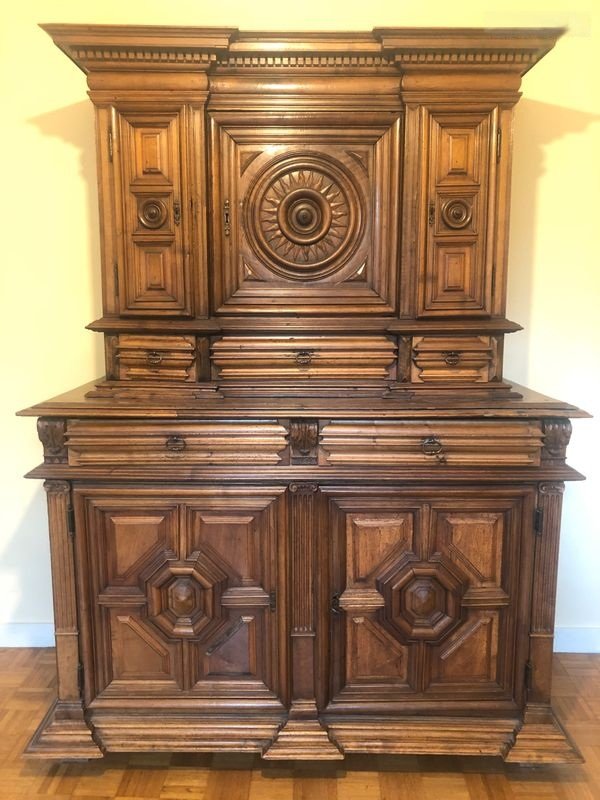 Two-section Recessed Sideboard. Rare Apothecary Cabinet From The Late 16th To Early 17th Century