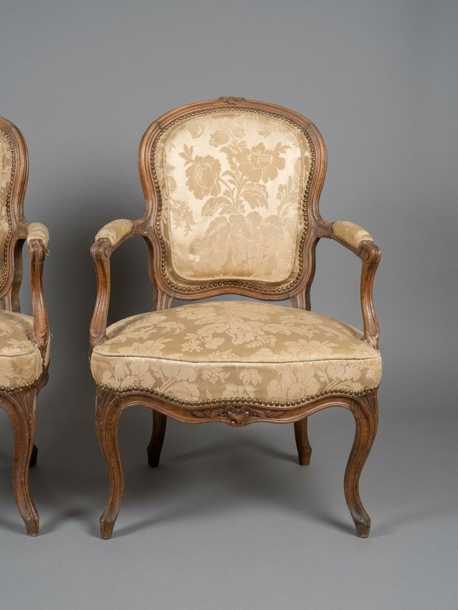Pair Of Louis XV-era Cabriolet Armchairs – 18th-century Parisian Craftsmanship-photo-3