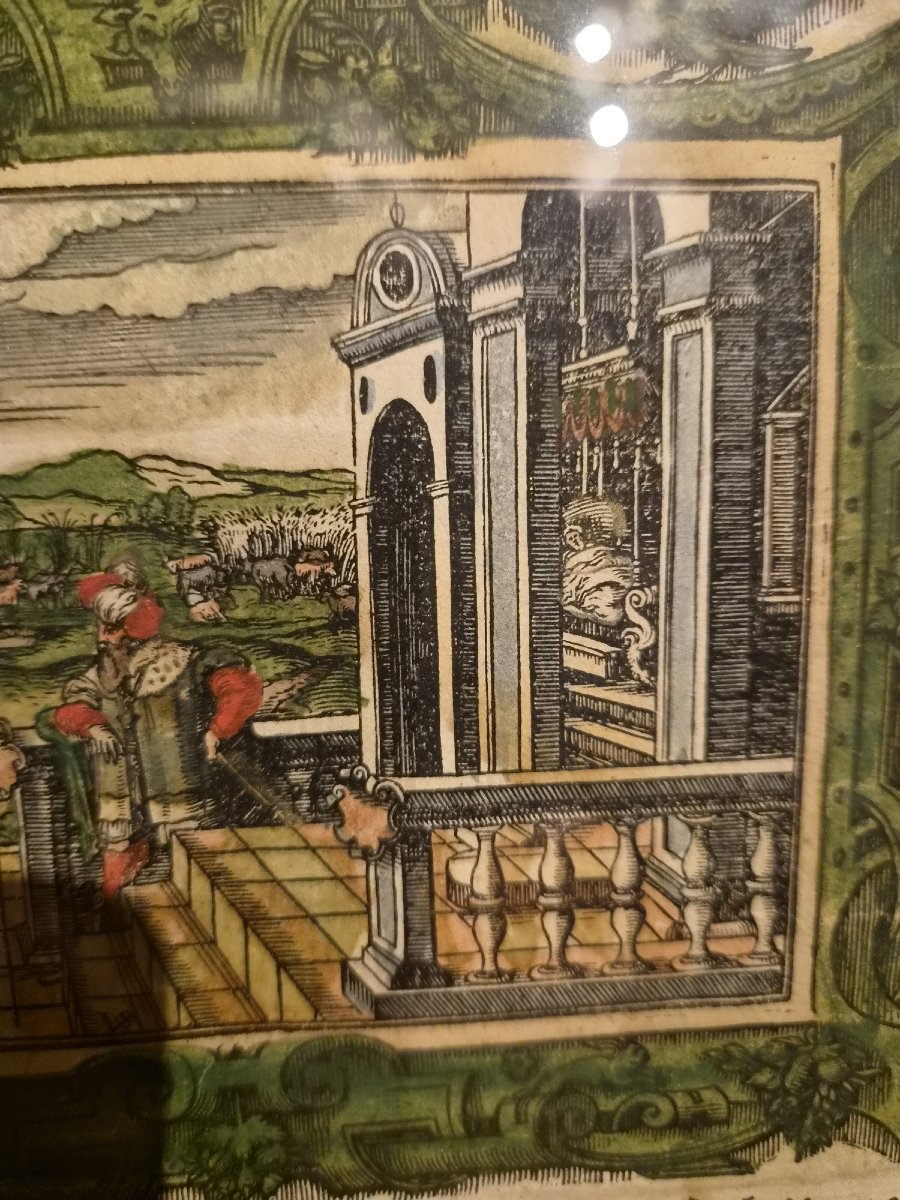 Rare Illuminated 16th-century Engraving – Virgil Solis (1514–1562)-photo-1