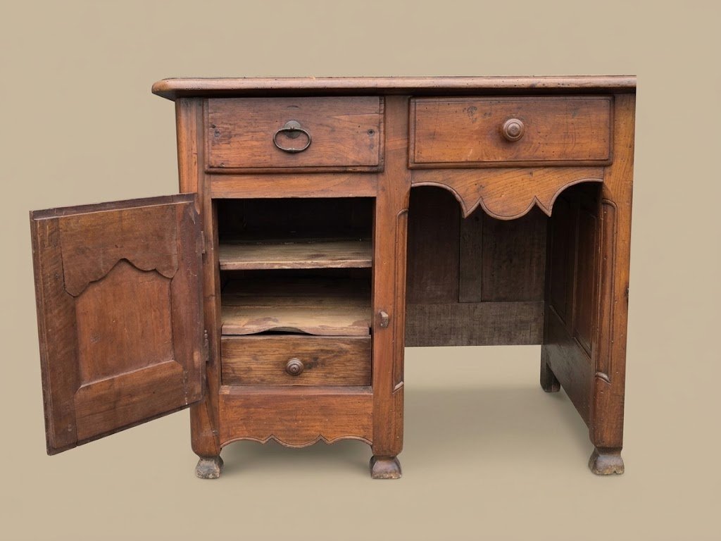 Louis XIV-style Period Desk With Coffered Panels In Walnut -photo-3