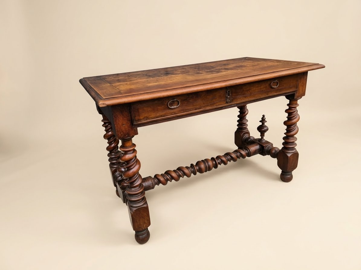 Table de milieu ou Bureau Louis XIII en Noyer Massif – XVIIIe siècle
