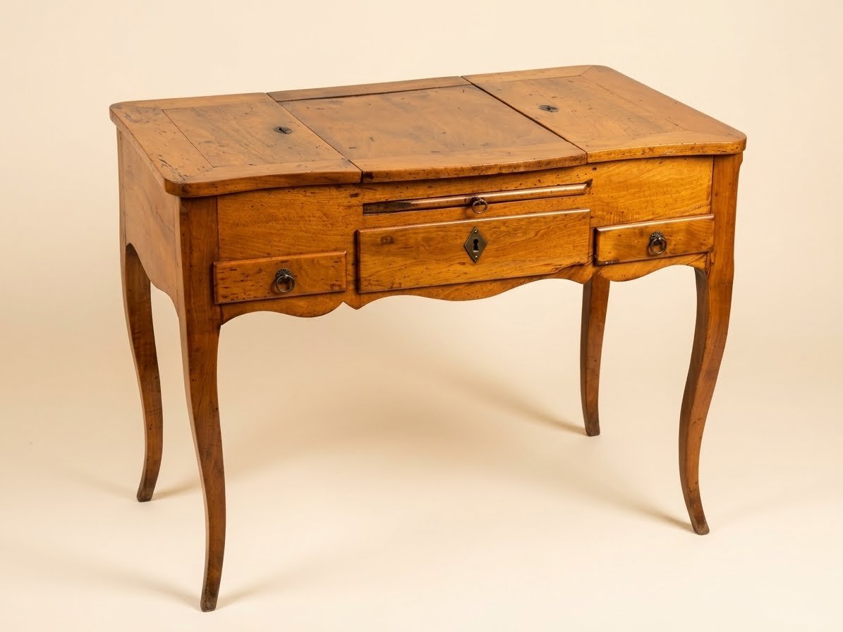 Louis XV-era Dressing Table Or Powder Table In Solid Walnut – 18th Century