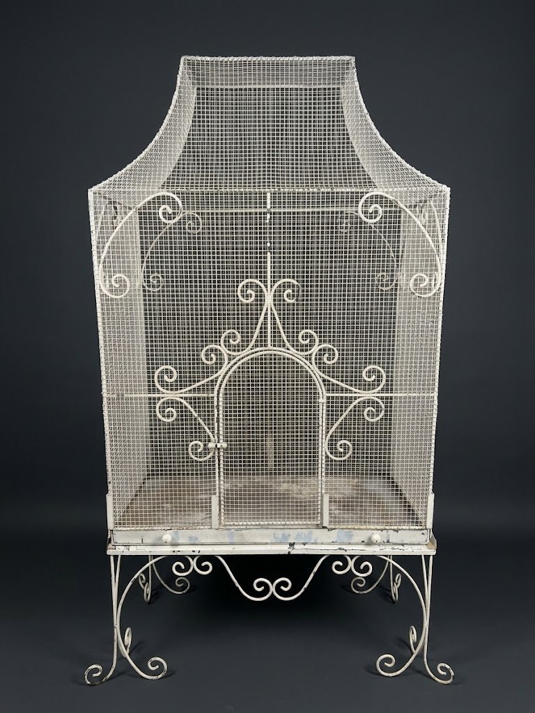Grande volière ancienne / Cage sur pied style Belle Époque