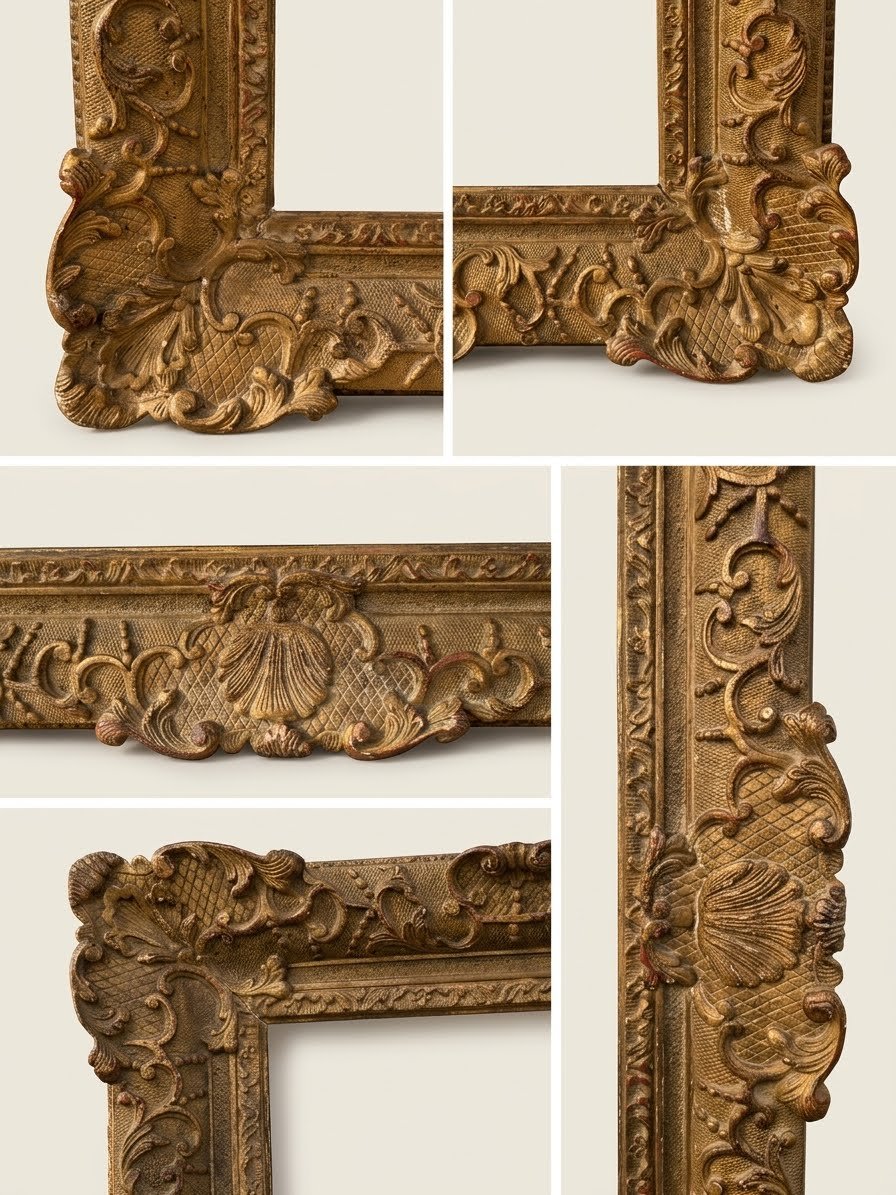 Large Louis XIV/regency-style Frame In Gilded Stucco – Napoleon III Period – 105 X 85 Cm -photo-1