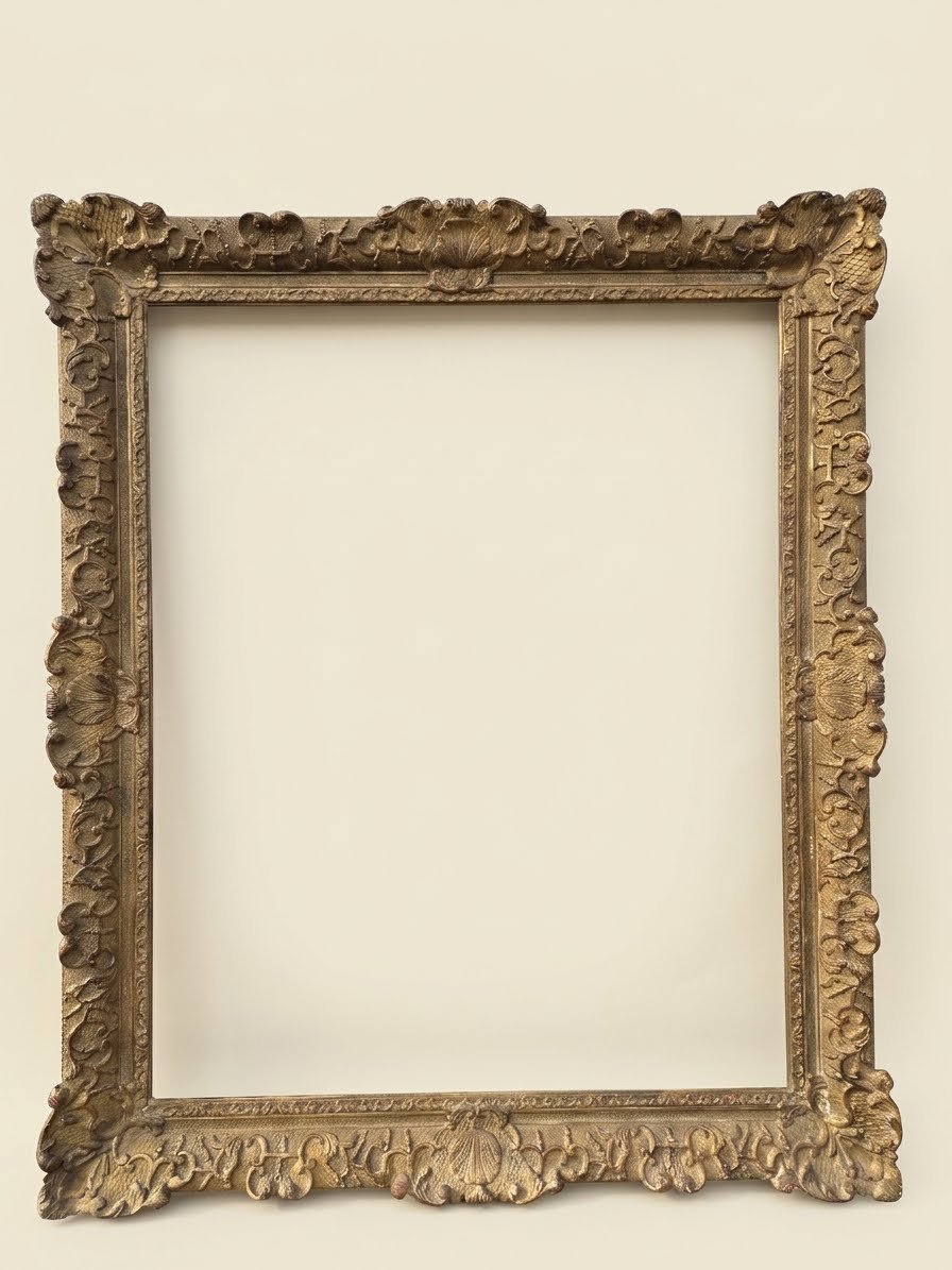 Large Louis XIV/regency-style Frame In Gilded Stucco – Napoleon III Period – 105 X 85 Cm 