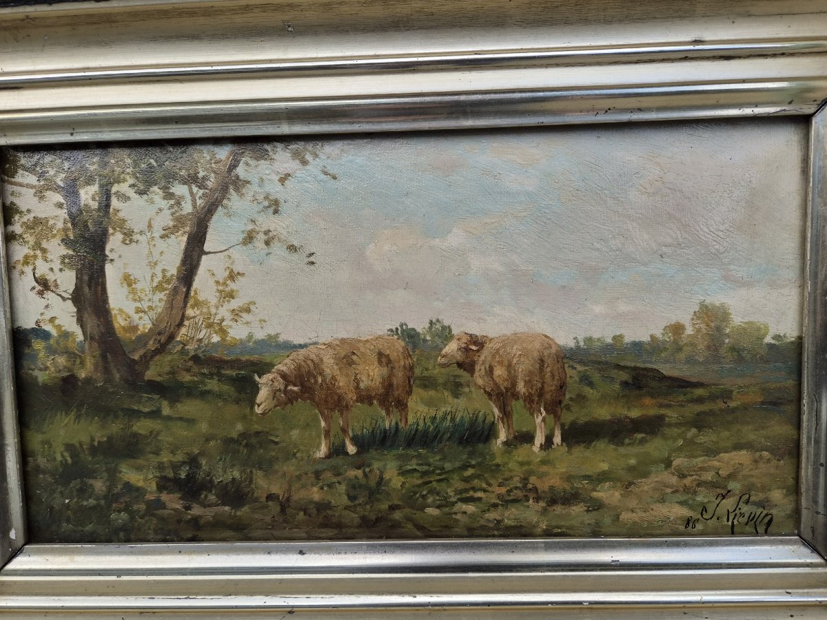 Tableau HST Jacques Liévin (Eugène Galien-Laloue 1854-1941) - Paysage Aux Moutons, 1886-photo-2
