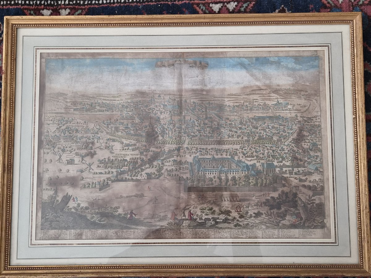 Gravure XVIIIe - "Paris, Ville Capitale de France" par Antoine Aveline, c. 1718