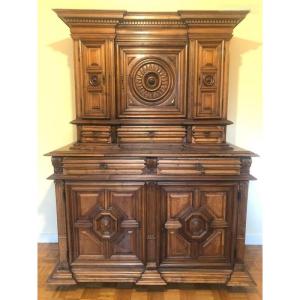 Two-section Recessed Sideboard. Rare Apothecary Cabinet From The Late 16th To Early 17th Century