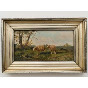 Tableau HST Jacques Liévin (Eugène Galien-Laloue 1854-1941) - Paysage Aux Moutons, 1886