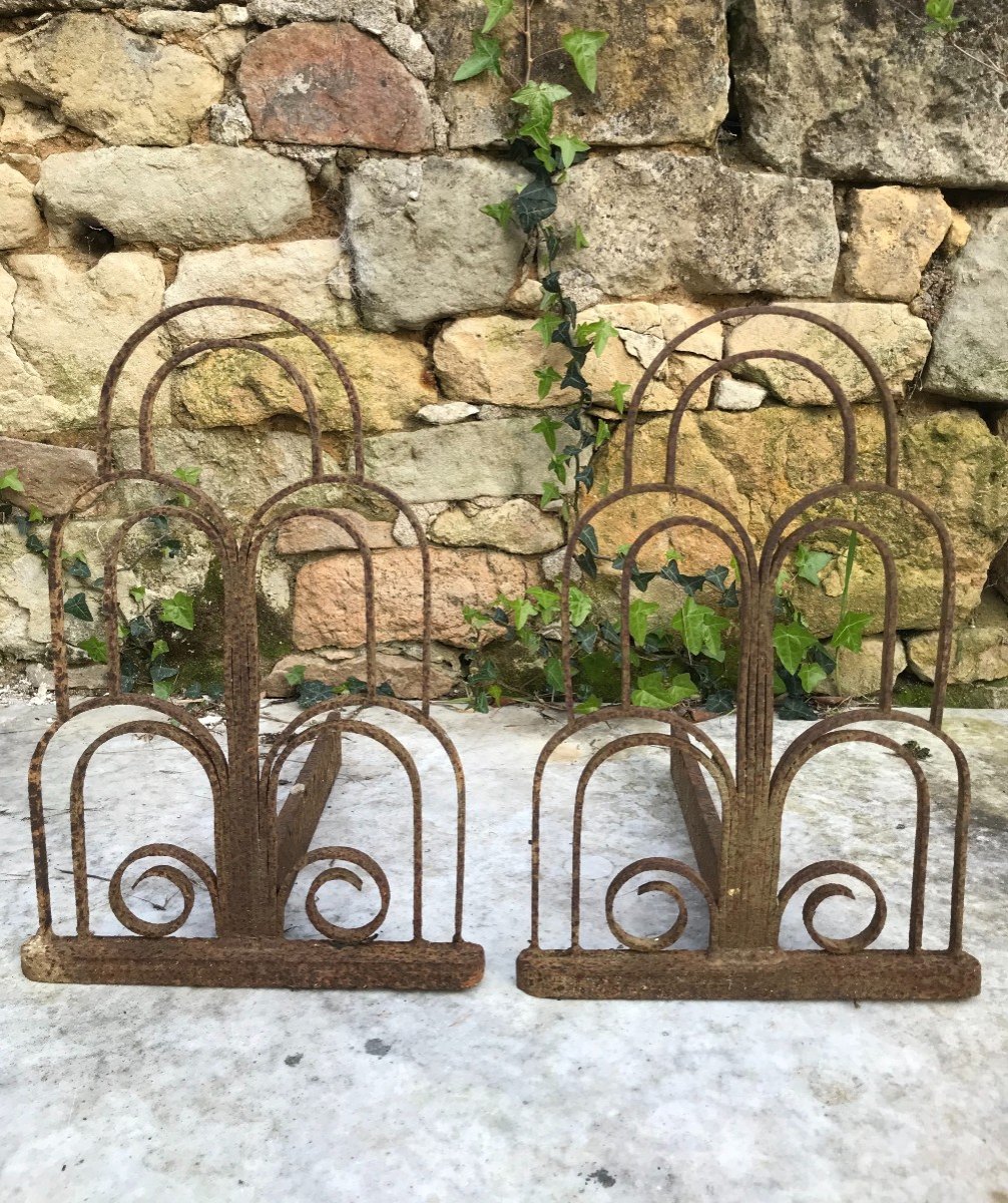 Pair Of Art Deco Andirons