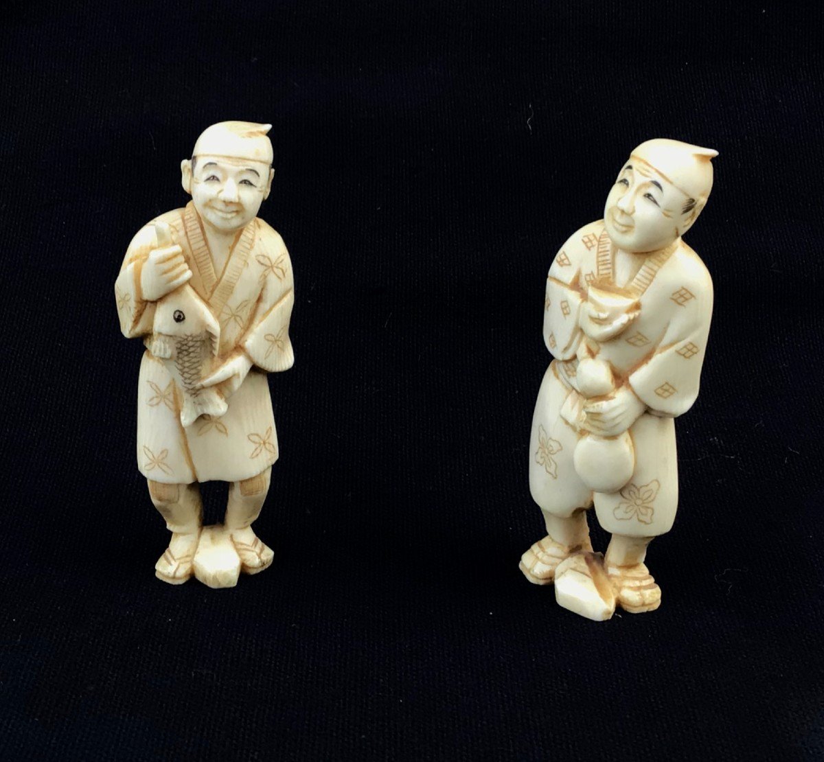 Okimono (2 Pieces) In Ivory-japan Meiji Period (1868-1912)