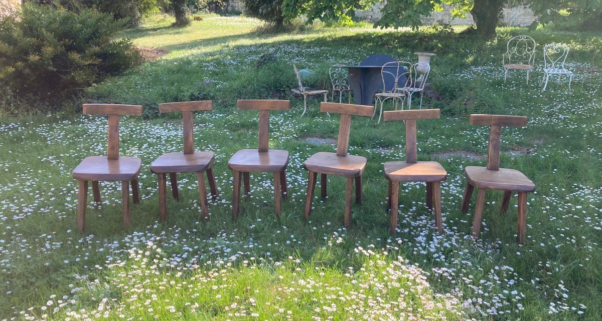 6 “brutalist” Chairs In Elm.-photo-2