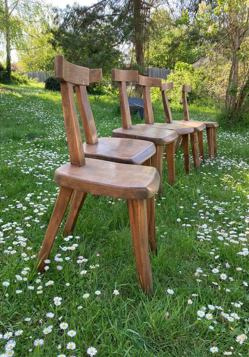 6 “brutalist” Chairs In Elm.-photo-3