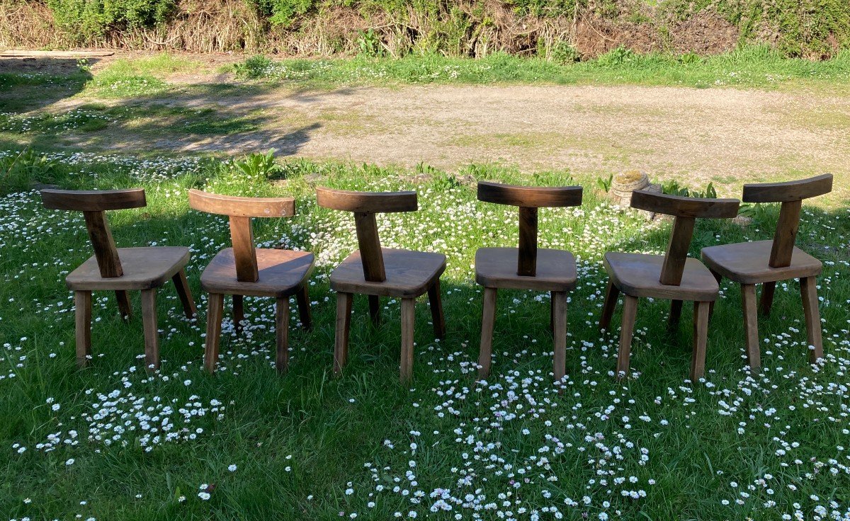 6 “brutalist” Chairs In Elm.-photo-4