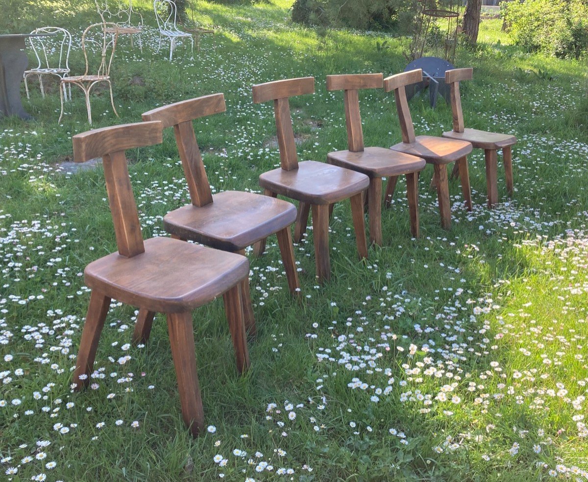 6 “brutalist” Chairs In Elm.