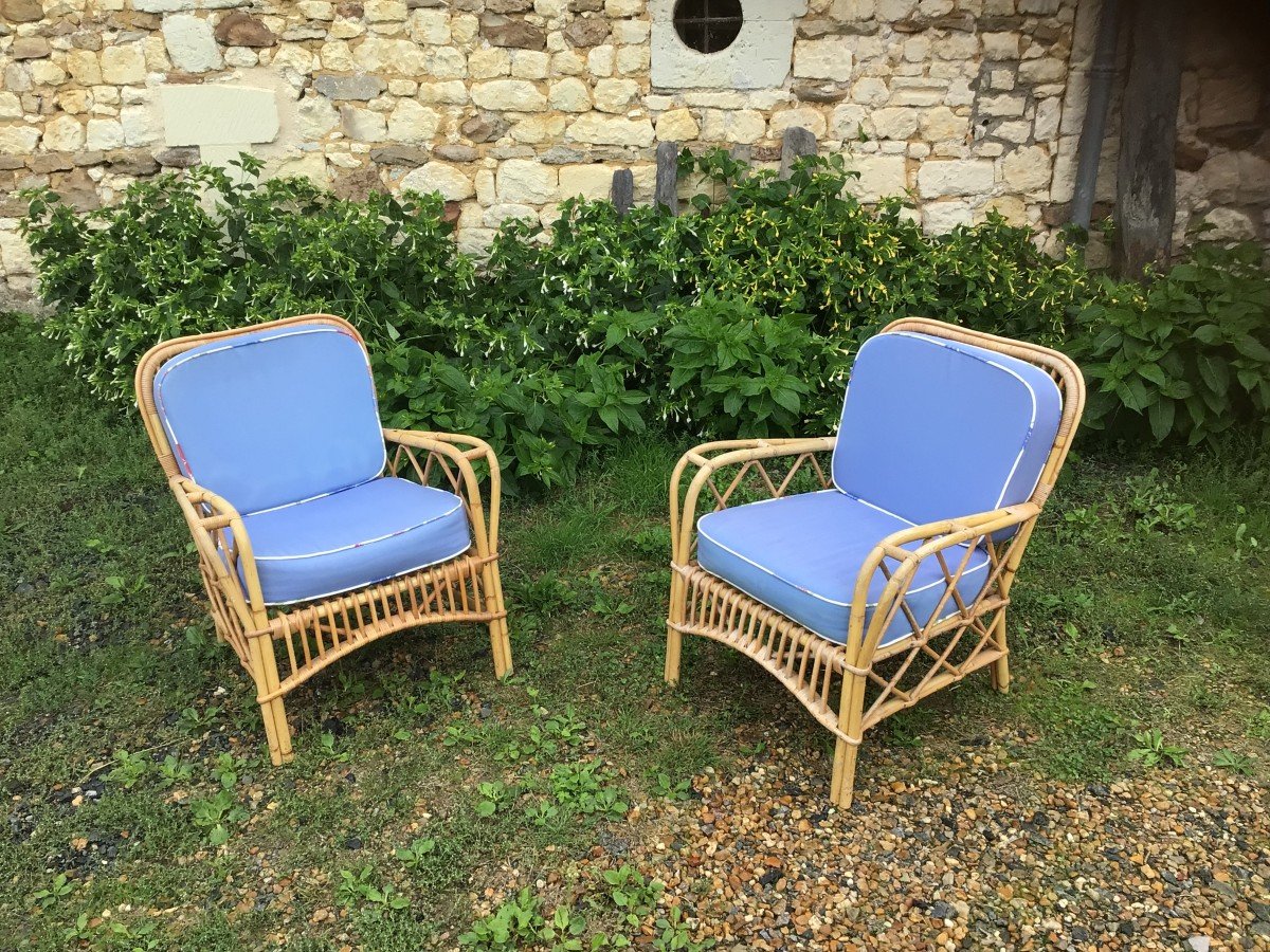 Pair Of Bamboo Armchairs 1970 Or Set Of 14.-photo-3