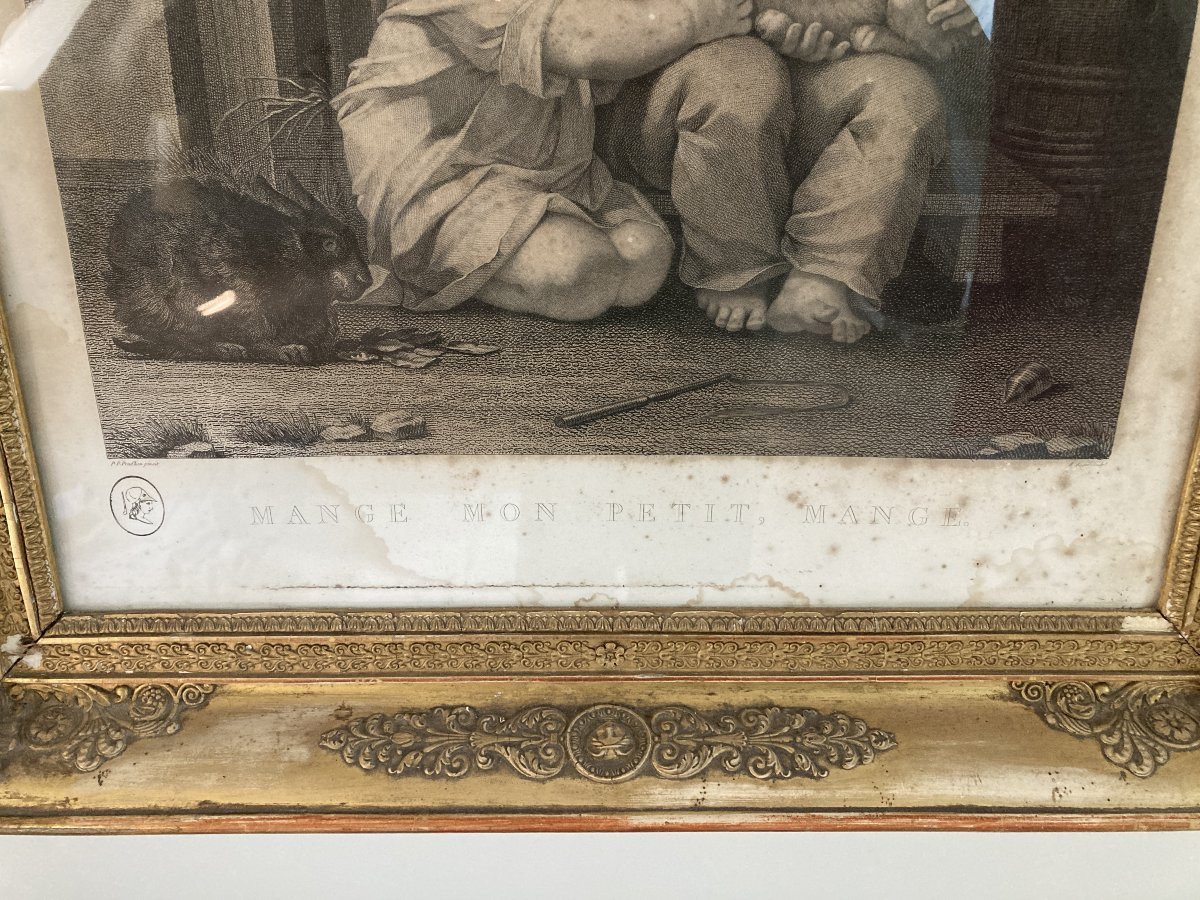 Engraving Barthélémy Roger "eat My Little One..." Pp Prud'hon. Fleur De Lys Frame.-photo-2