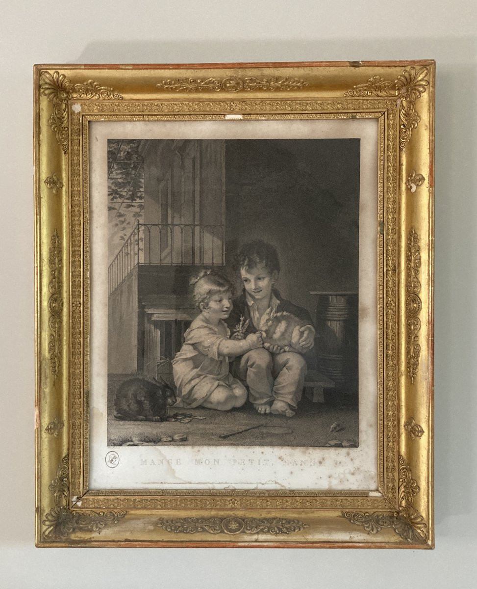 Engraving Barthélémy Roger "eat My Little One..." Pp Prud'hon. Fleur De Lys Frame.-photo-4