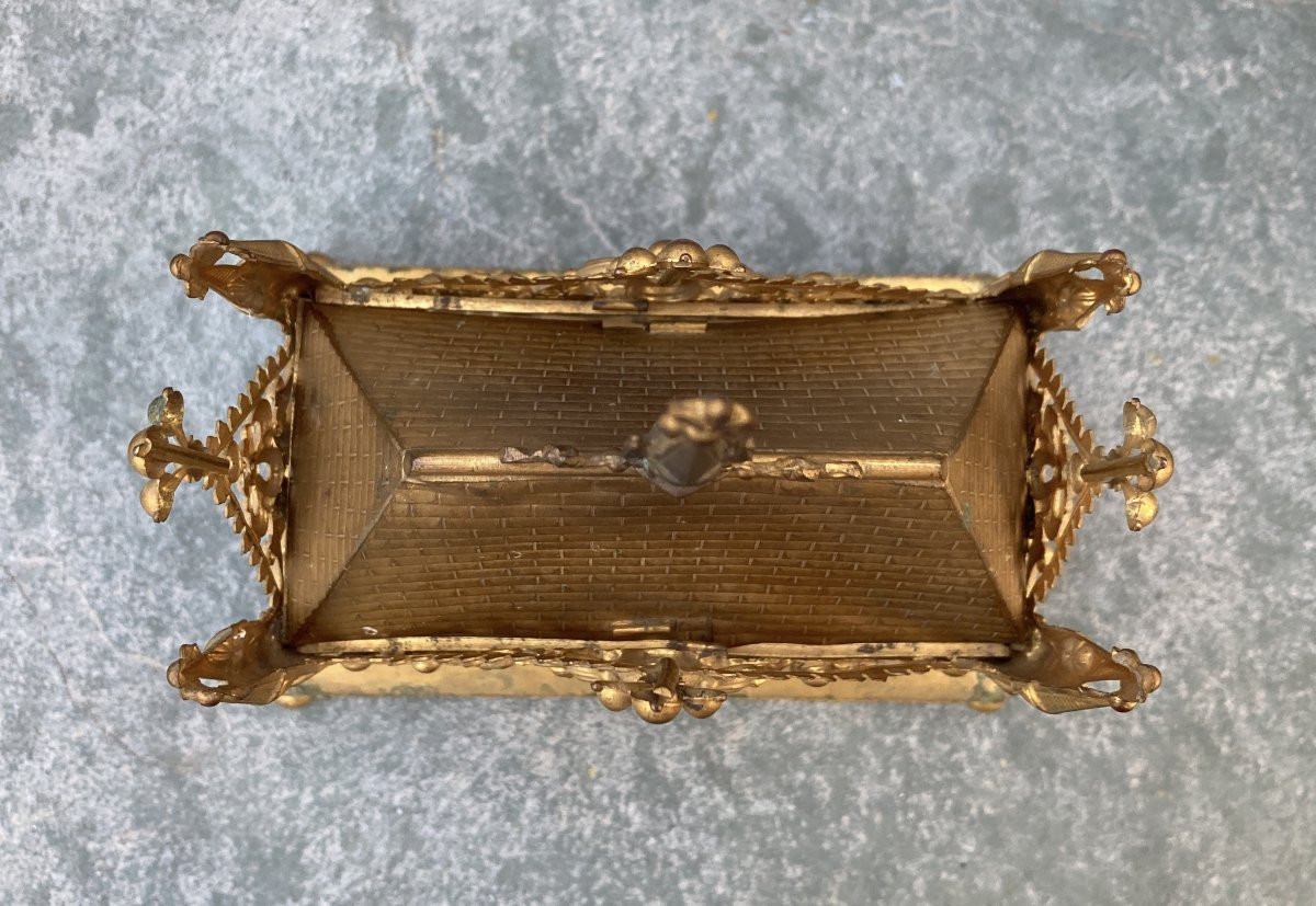 Reliquary Shrine In Gilded Brass-photo-8