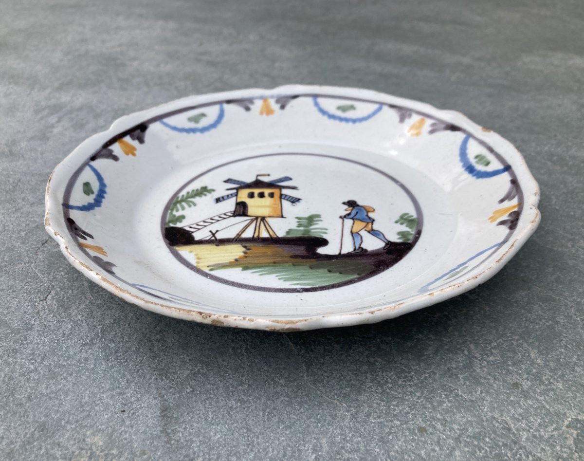 Nevers XVIII - Plate Decorated With A Mill And Miller.-photo-3