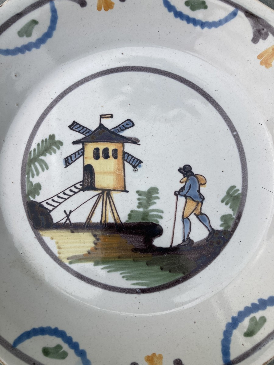 Nevers XVIII - Plate Decorated With A Mill And Miller.