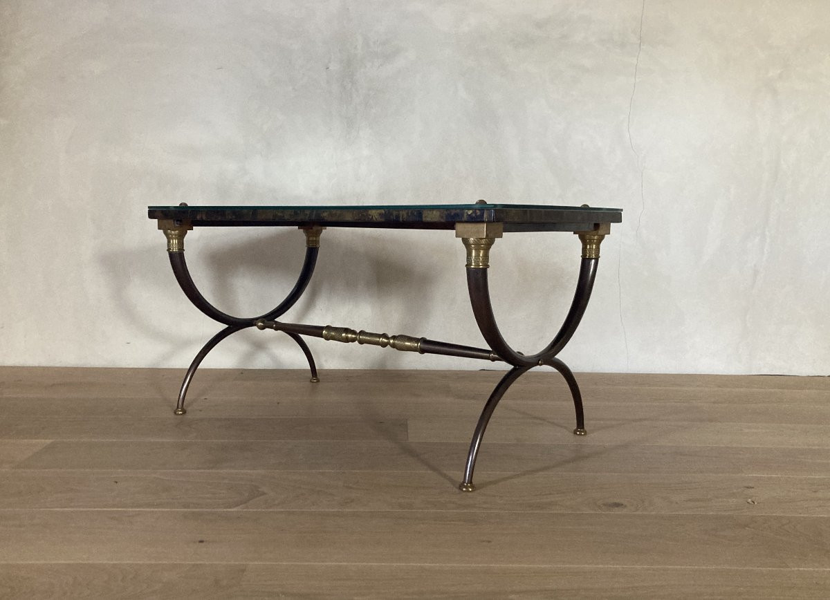 Neoclassical Style Metal And Bronze Coffee Table -photo-3