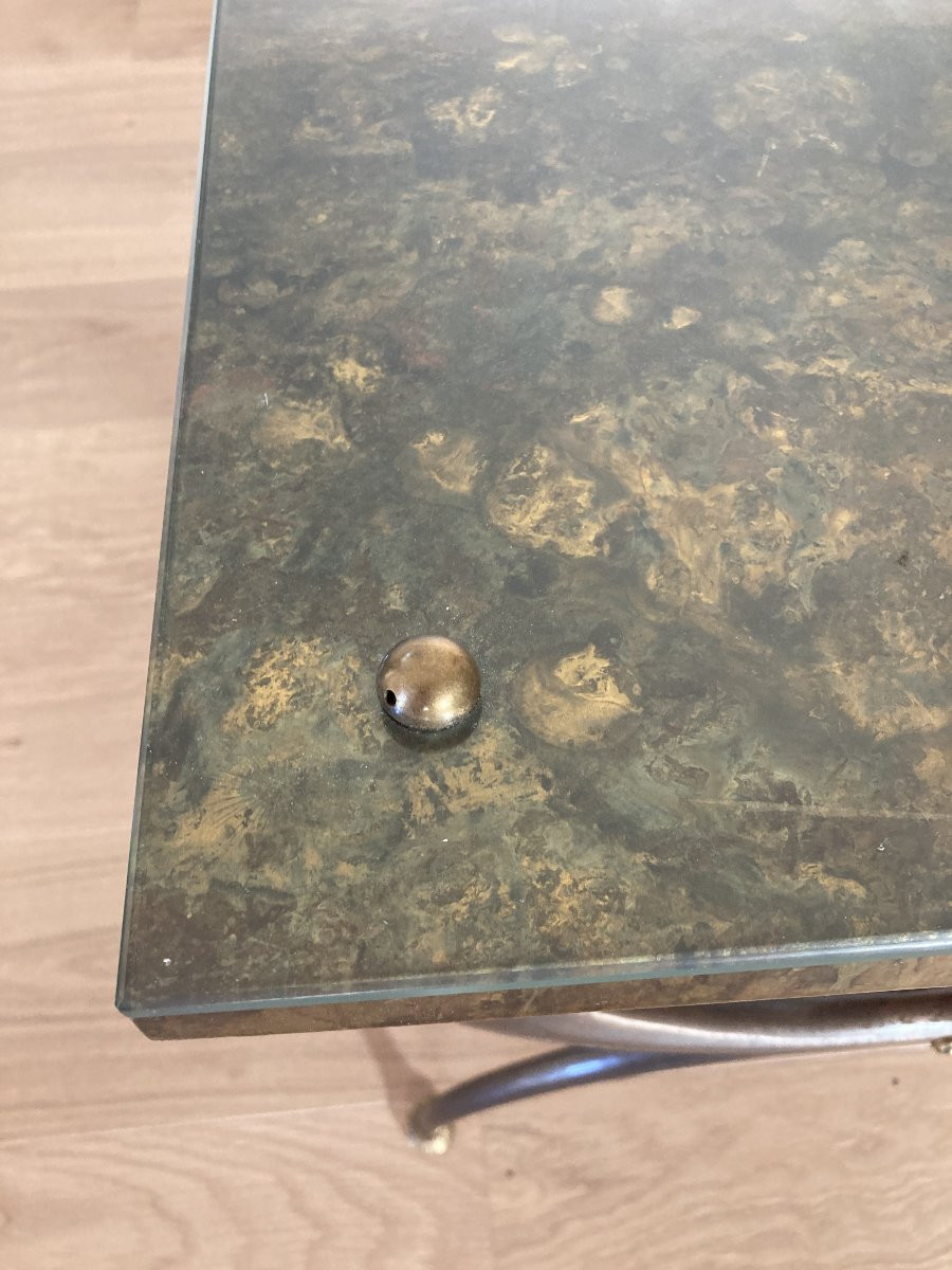 Neoclassical Style Metal And Bronze Coffee Table -photo-8