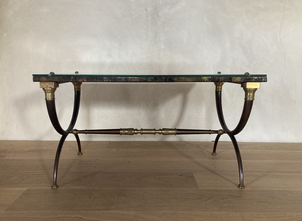 Neoclassical Style Metal And Bronze Coffee Table 
