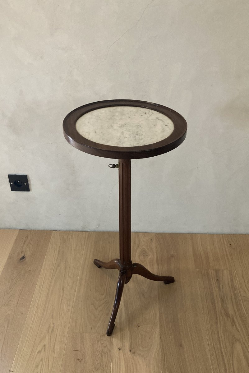 Mahogany Side Table With Adjustable Legs-photo-7