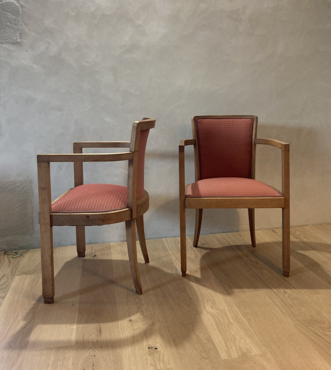 Pair Of Bridge Chairs 1930/40 Light Wood.-photo-4