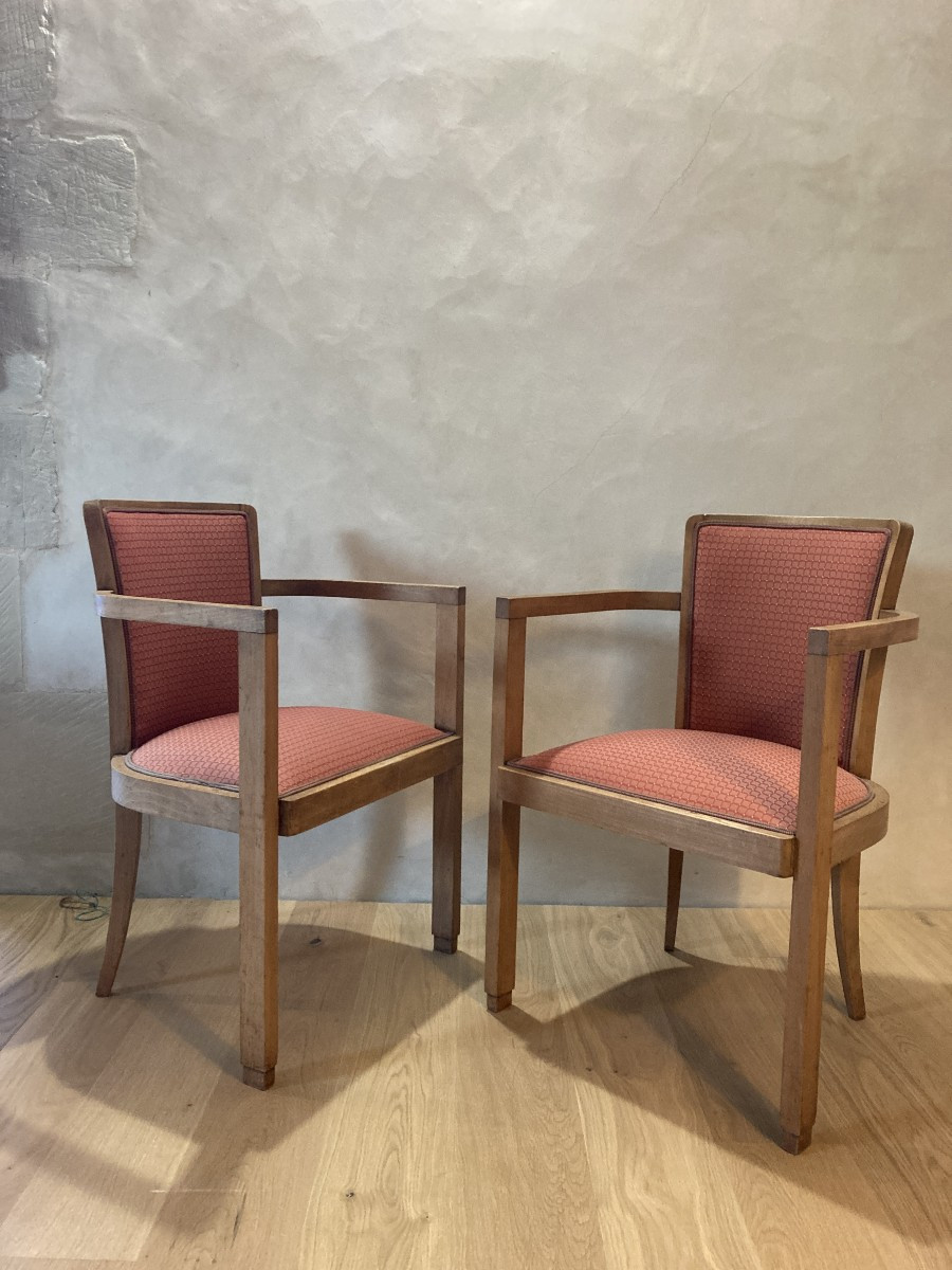 Pair Of Bridge Chairs 1930/40 Light Wood.-photo-6