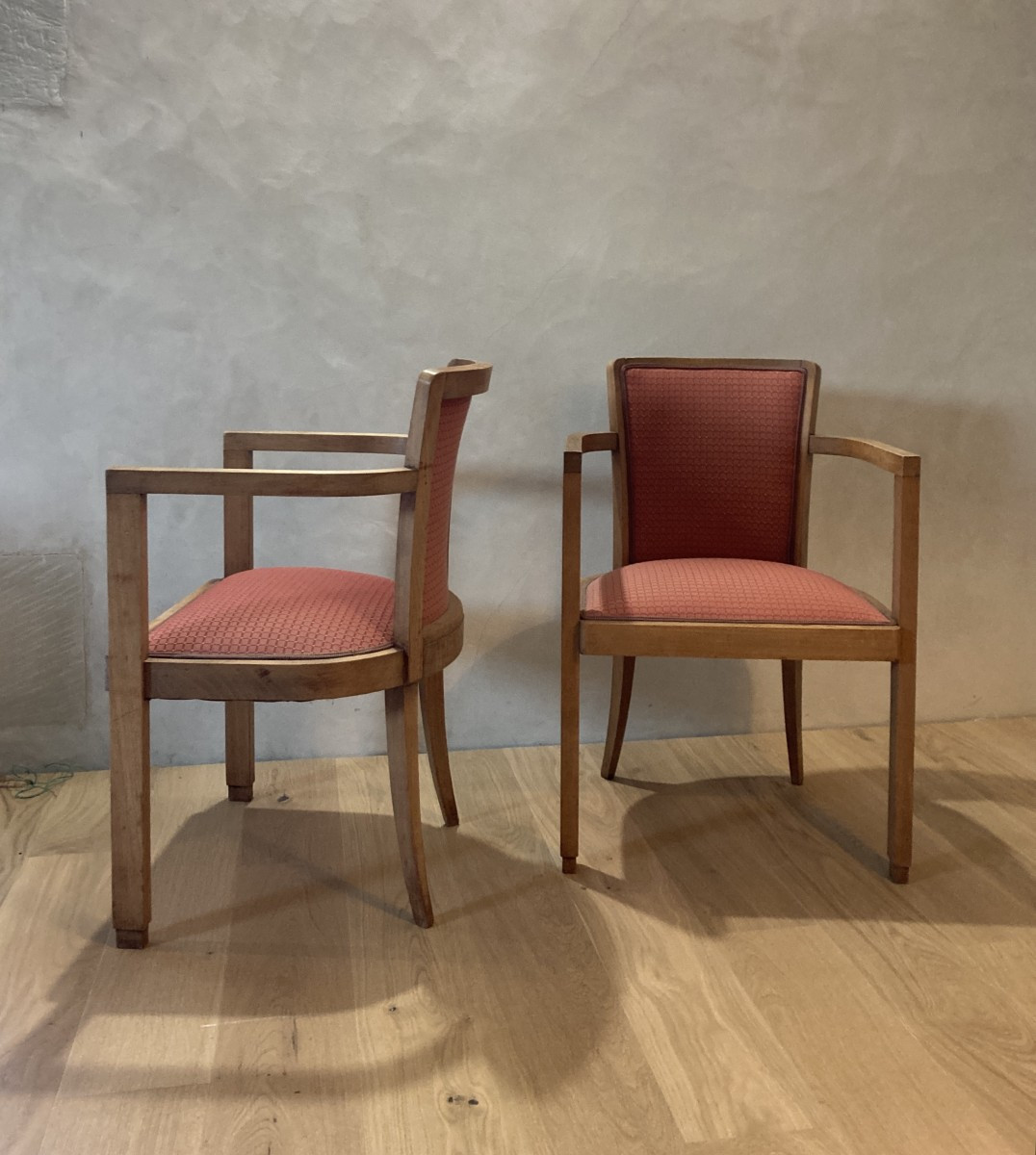 Pair Of Bridge Chairs 1930/40 Light Wood.