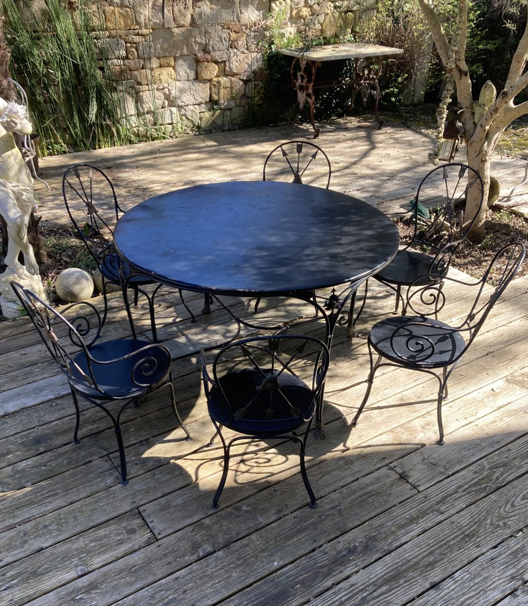 Table And 6 Forged Armchairs Revolutionary Attributes.-photo-1