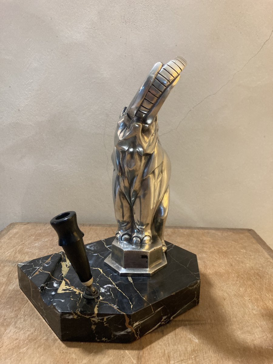 Louis Fontinelle - Éléphant de cirque bronze argenté porte-stylo-photo-2