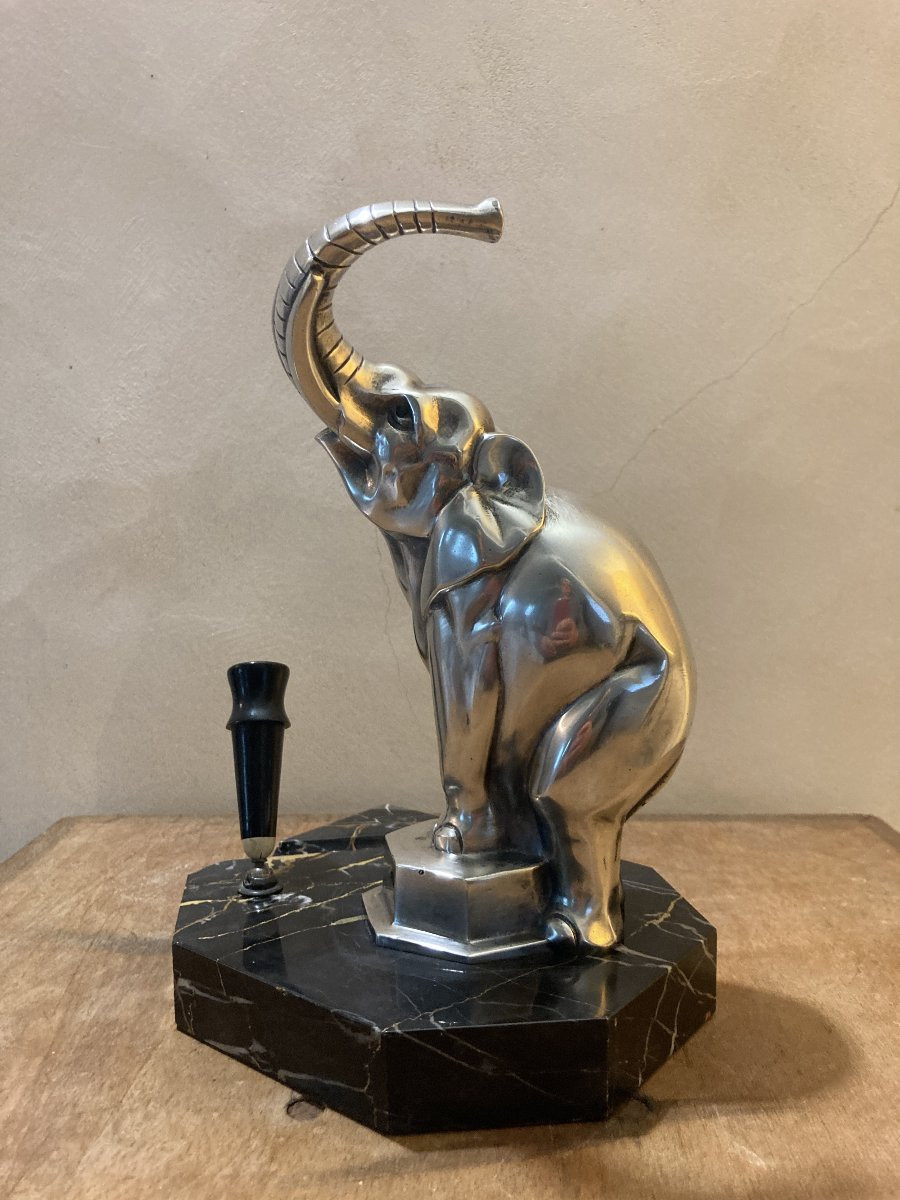 Louis Fontinelle - Éléphant de cirque bronze argenté porte-stylo-photo-3