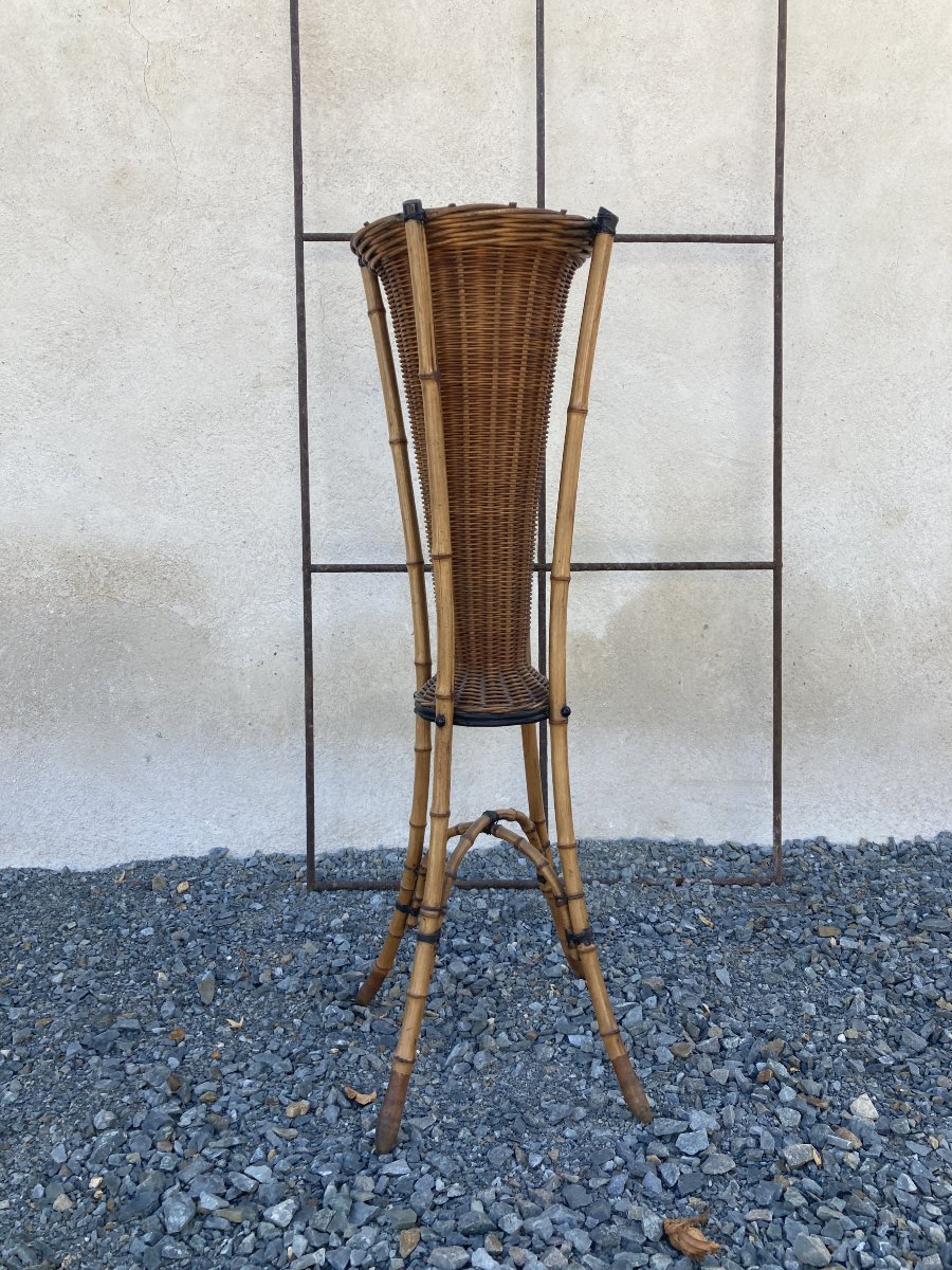 Jardinière bambou et rotin Napoléon III