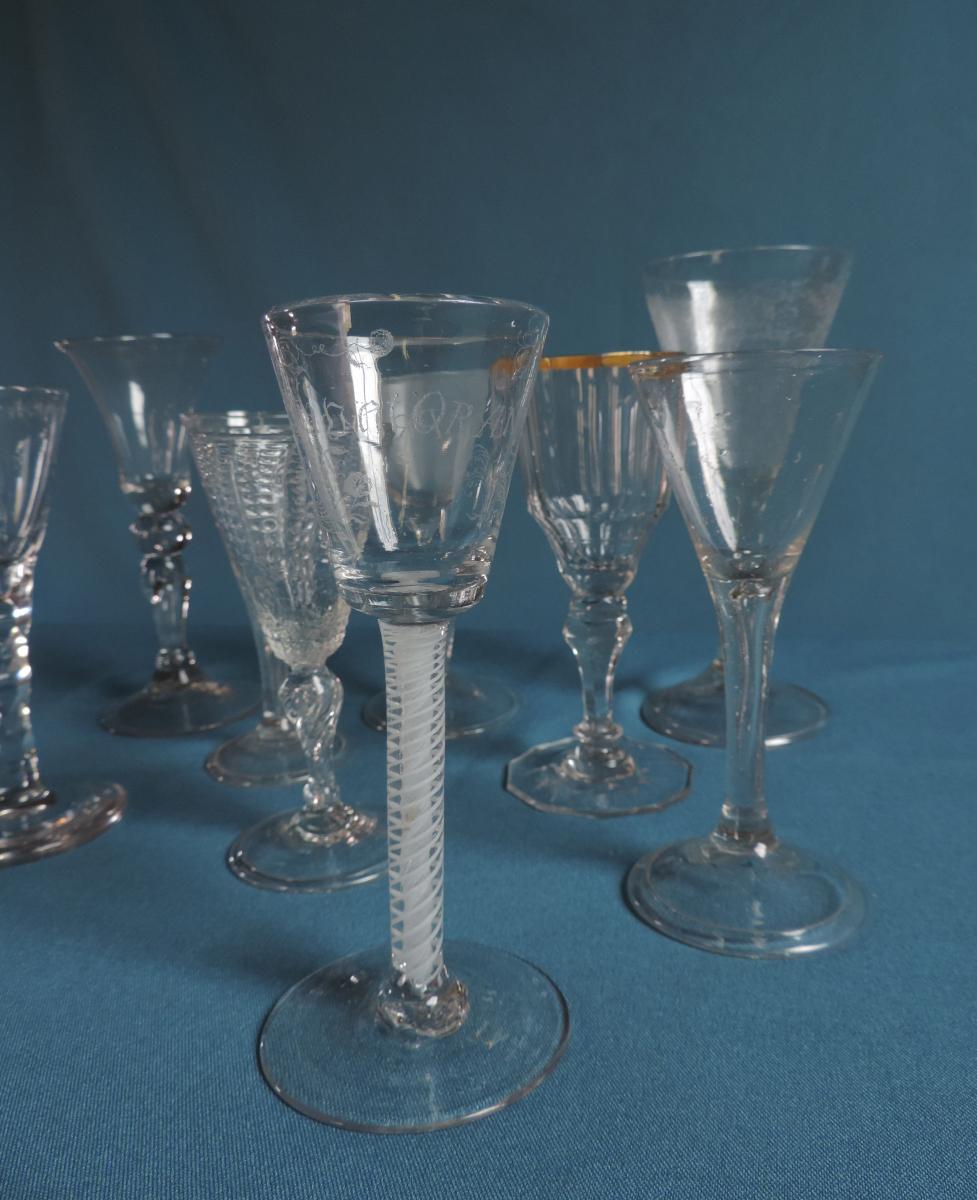 Lot Of 9 Glasses Eighteenth / France / Germany / England / Belgium ...-photo-2