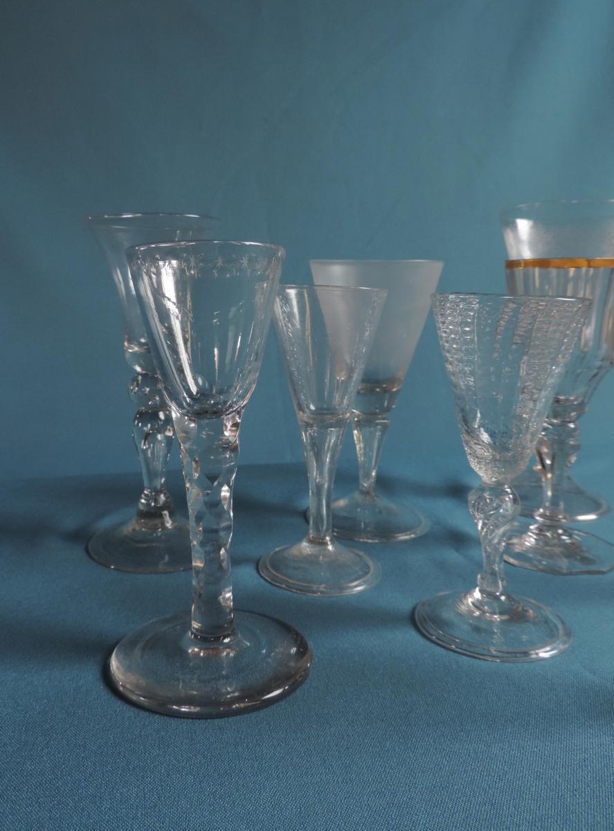 Lot Of 9 Glasses Eighteenth / France / Germany / England / Belgium ...-photo-4