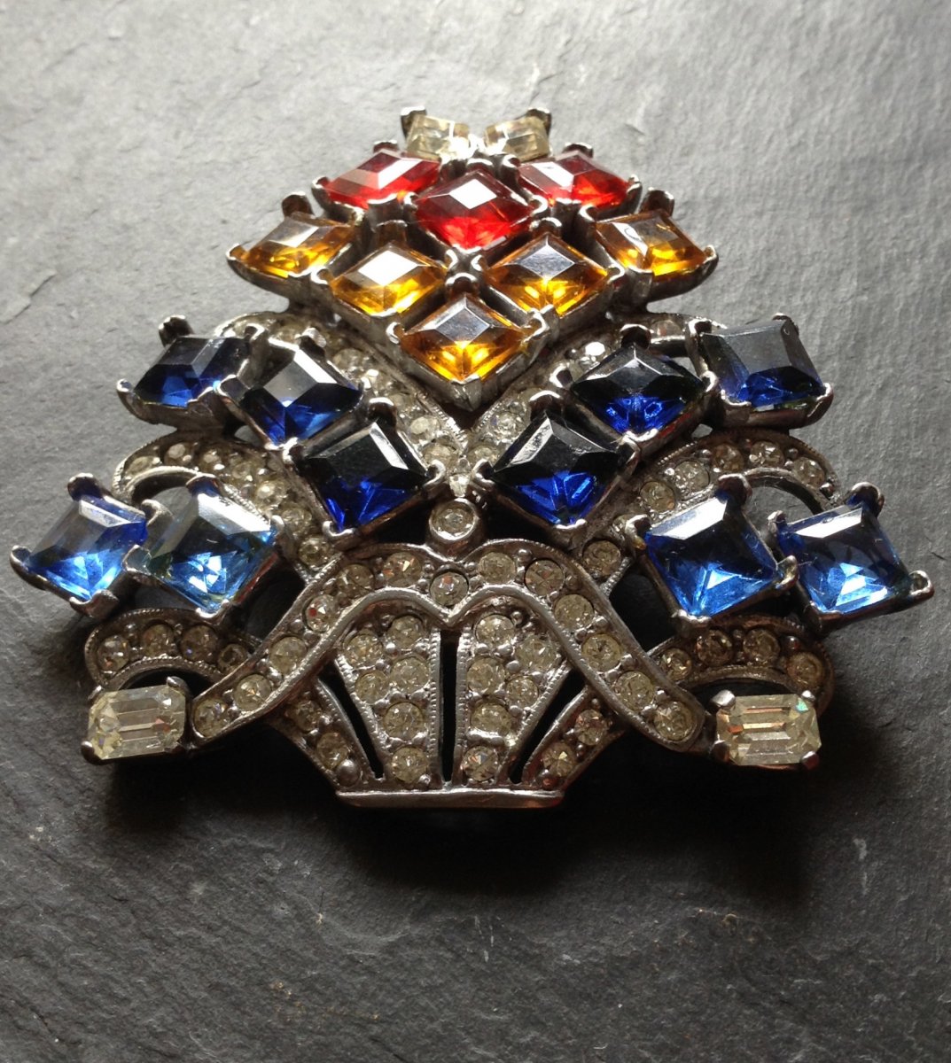 "magnificent Jewel Eisenberg Dress Clip / Important Rhinestone Eisenberg Brooch"-photo-1