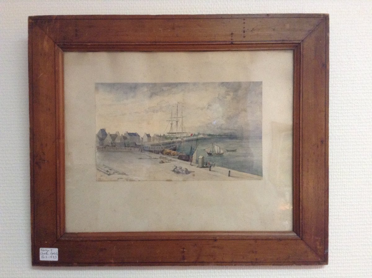 Forget Charles Gabriel (1807/1873). Watercolor / Navy.-photo-2