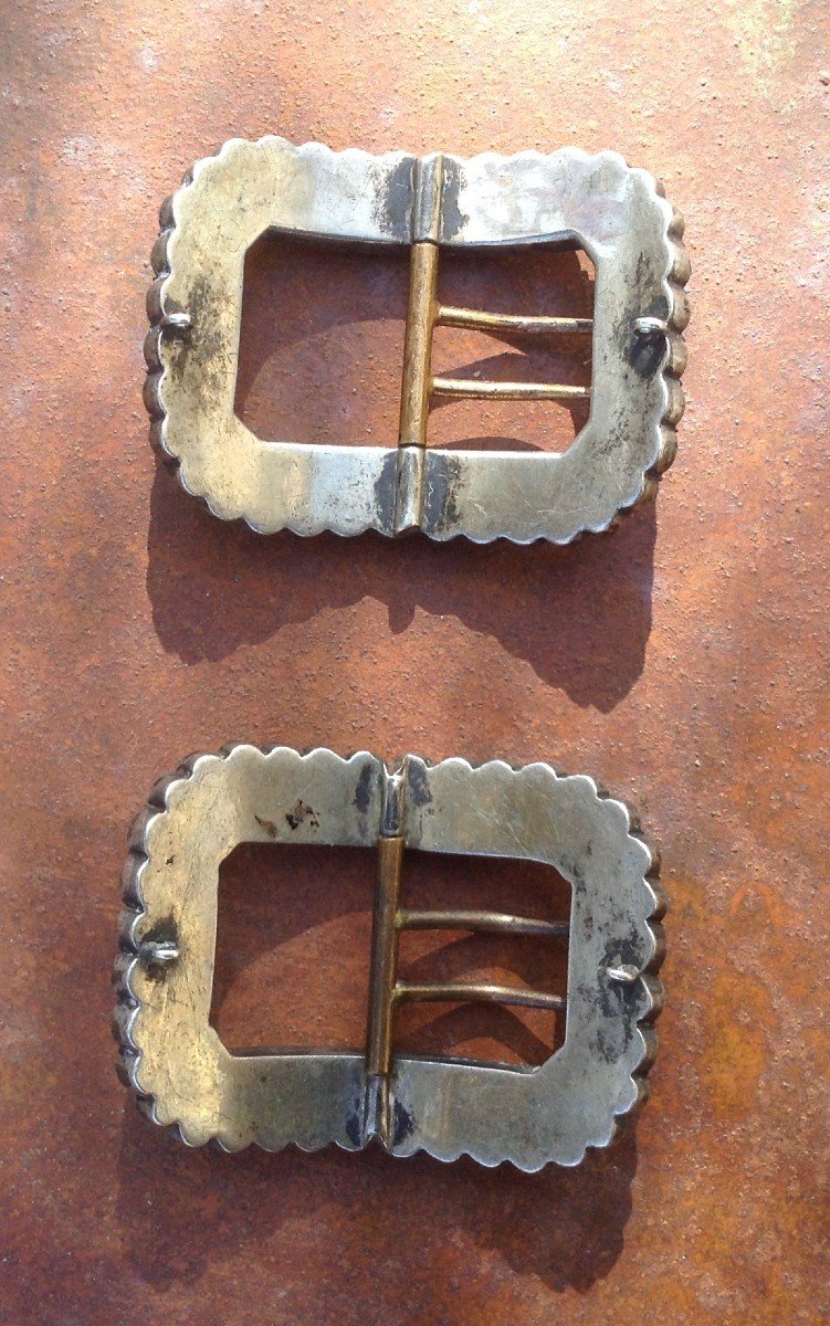 Pair Of Shoe Buckles / Rhinestone / Sterling Silver-photo-4