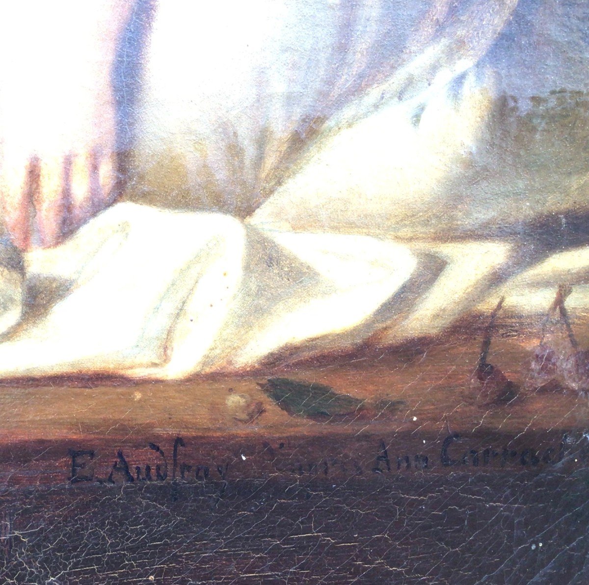 Peinture d'apr&egrave;s Carrache-le Sommeil De l'Enfant J&eacute;sus-Etienne-Jean Audfray-photo-2