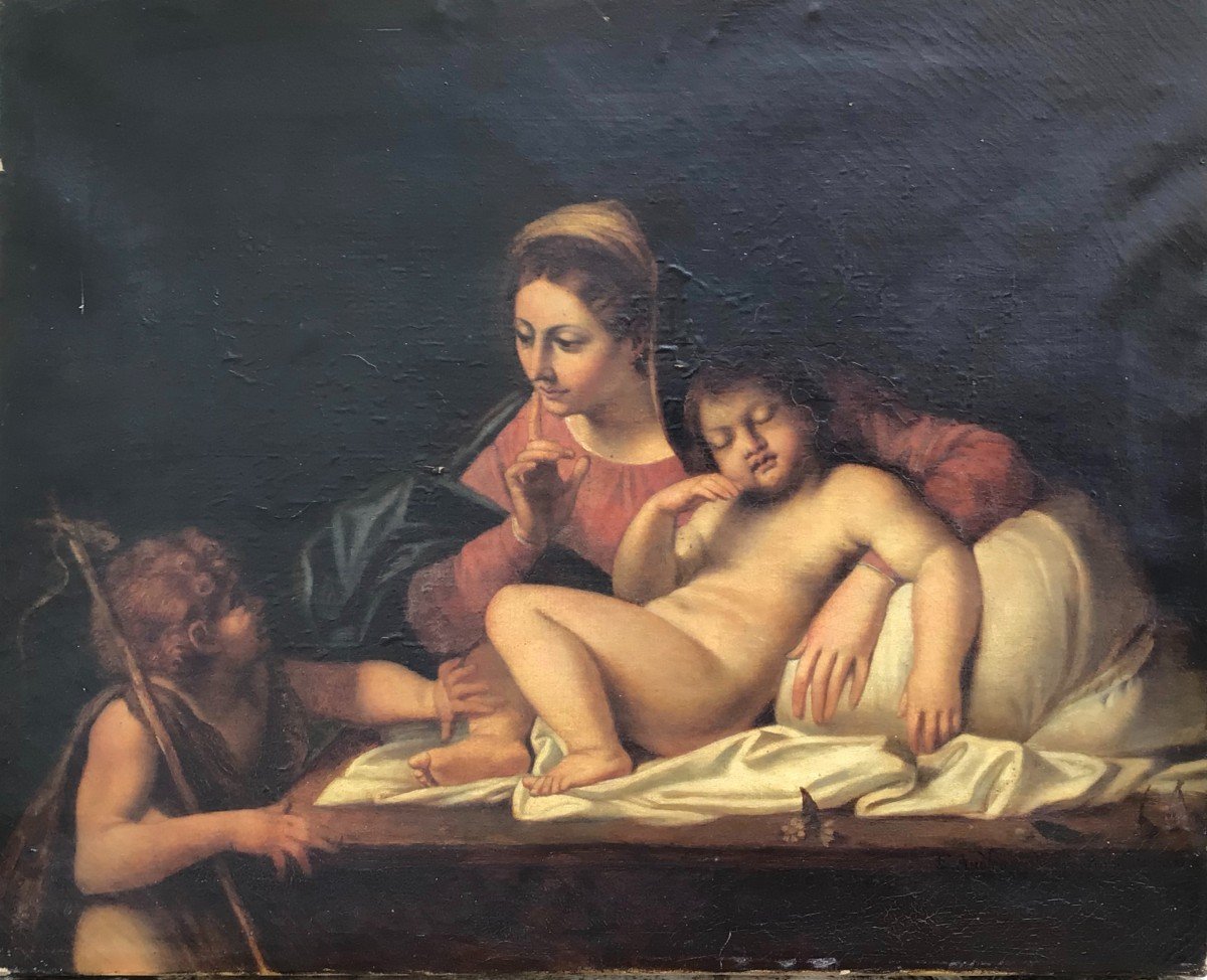 XIXth Painting - The Sleep Of The Child Jesus-etienne-jean Audfray