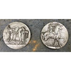 Salvador Dali (1904-1989). Dionysus And Pallas Athena, 1966. Silver Medal.